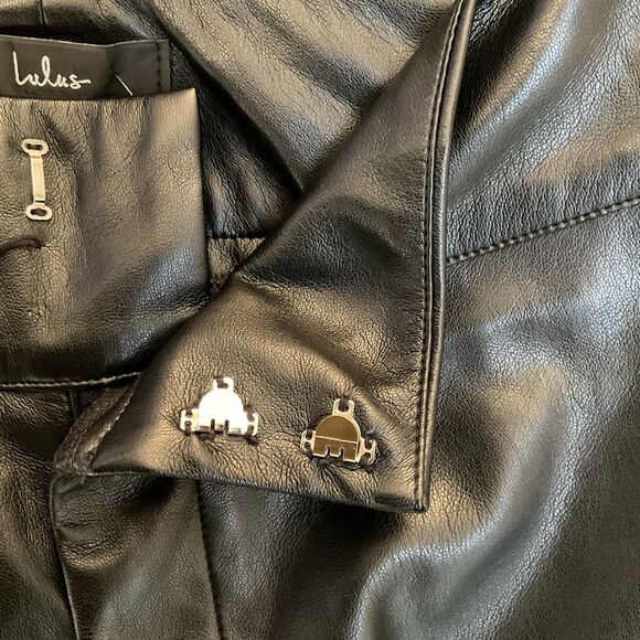 Lulus City Status Pants Women's XS Black Vegan Leather Hi Rise Bootcut NWT - Picture 8 of 16